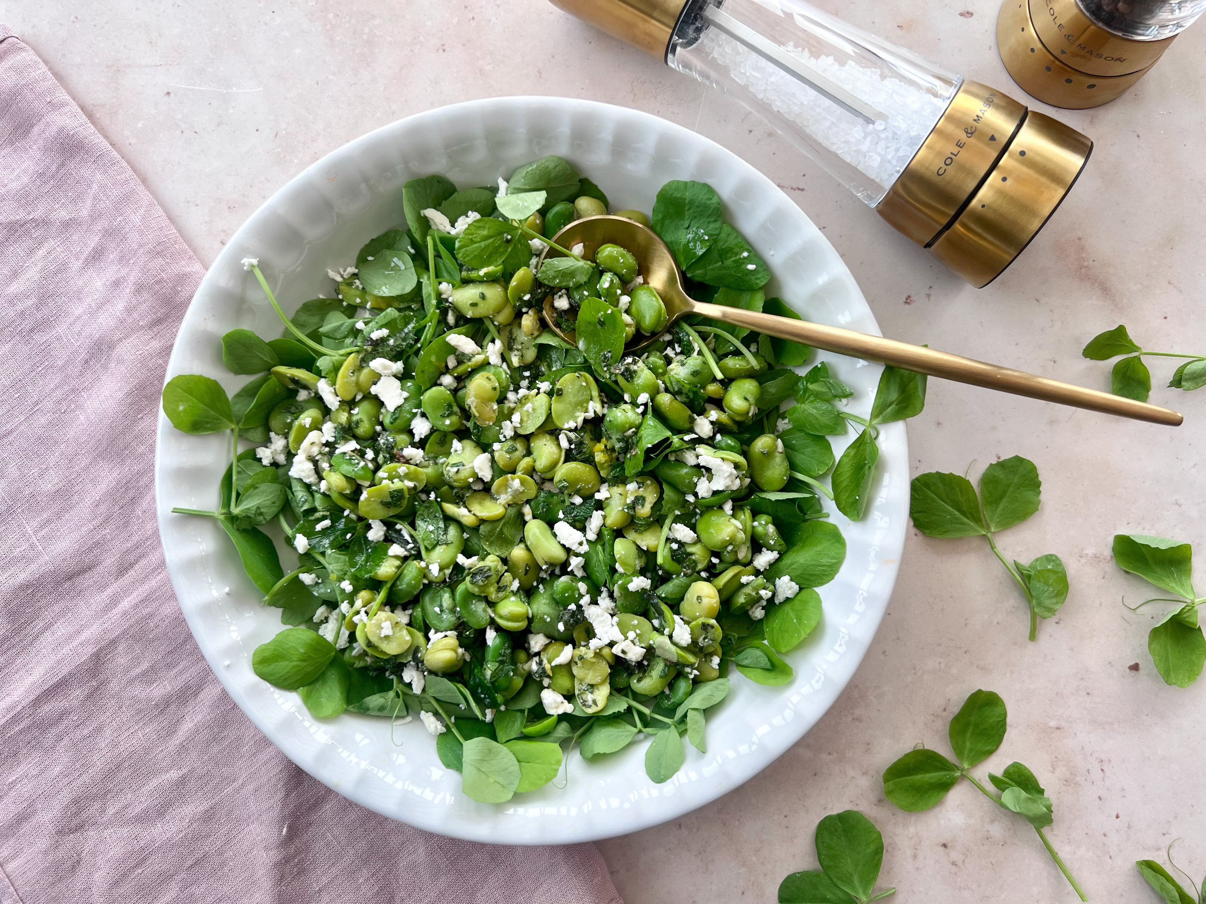 Vegetarian Broad Bean, Mint & Feta Salad Cole & Mason UK
